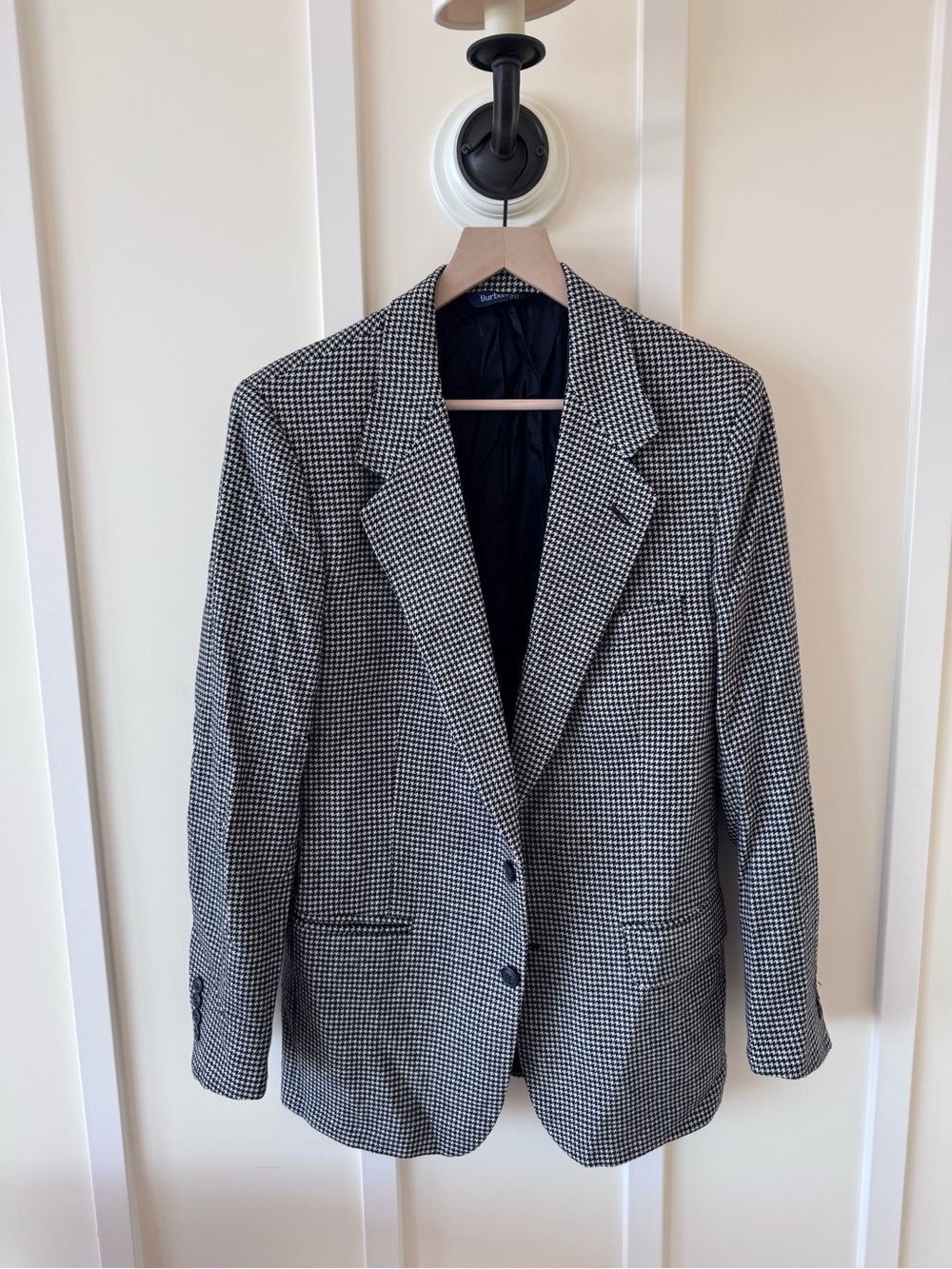 Vintage burberrys cashmere Black & White Houndstooth Blazer women’s size 10/12 L